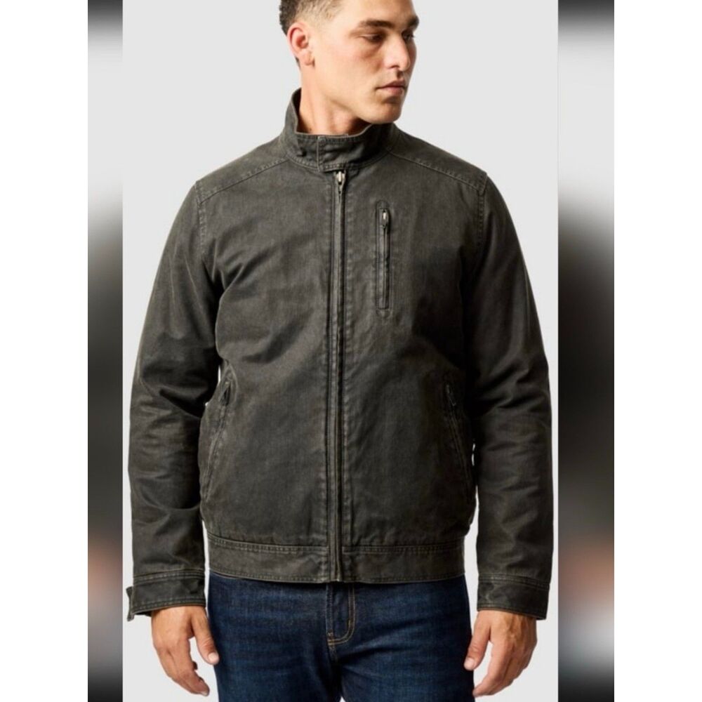Rodd & Gunn "Jack Jacket" Charcoal Canvas Zip Utility Harrington Jacket size XL